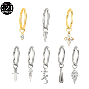 Anting <span class=keywords><strong>Titanium</strong></span> F136 Model Dangle Zircon, Stud Tulang Rawan Telinga Berkualitas Tinggi, Anting Daith Rook Hoop, Perhiasan Tindik Tubuh, Grosir - Product Image 2