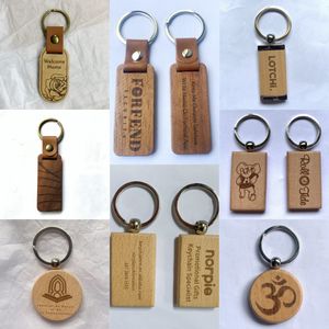 Porte-clés rond en bois gravable au laser, idéal pour les projets de bricolage et les articles promotionnels - Product Image 5