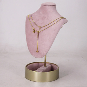 Nhung mannequin cổ vòng cổ hiển thị đứng thanh lịch lưu trữ đạo cụ hiển thị cho đồ trang sức container - Product Image 1