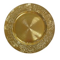 Assiette de présentation ronde en plastique doré de luxe, style vintage, avec plateau à fruits pour décoration de mariage (vente en gros)