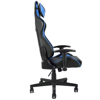 Chaise de jeu ergonomique à dossier haut, style racing moderne, en cuir PU, pivotante et inclinable, avec roulettes en nylon, confortable pour une utilisation prolongée sur PC