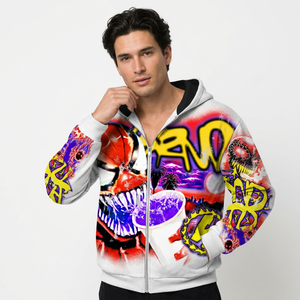 <b>White</b> Zip Hoodie <b>Men</b> Unisex Sublimation Print Spider Graffiti Graphic Hip Hop Streetwear <b>Sweatshirt</b> 100% Cotton Summer - Product Image 6