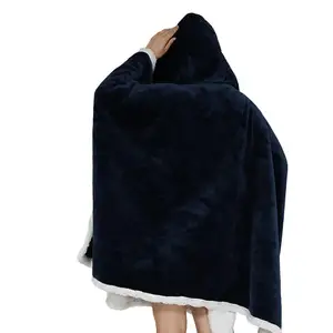 Cozy Plush Nightgown New Fashion Wearable Warm Cloak Hoodie Blanket For Women