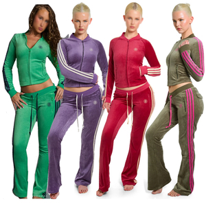 طقم ملابس رياضية خريفية بسحاب من نسيج القطن من قطعتين ملابس رياضية - Product Image 1