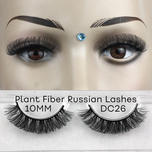 HITOMI DC26 Pestañas de Fibra Vegetal DD para Pestañas de Visón Sintético Hechas a Mano con Banda de Tallo de Algodón Negro 10mm Volumen Ruso - Product Image 1