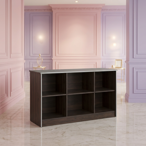 Étagère murale/plancher en bois de grande taille en laiton AK de couleur noyer avec 6 étagères meubles faits à la main pour la décoration intérieure de la maison - Product Image 1