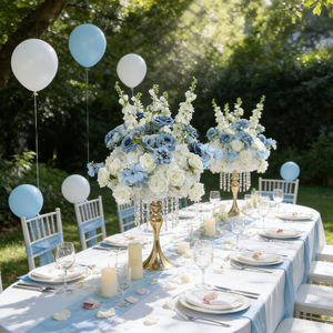 Bola de Flores Artificiales al por Mayor, Bola de Flores de Seda Realista Azul, Tamaño Personalizable, Centro de Mesa de Lujo para Bodas - Product Image 2