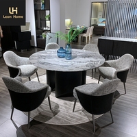 Ensembles de tables à manger rondes en marbre d'acier inoxydable italien ensemble de table à manger moderne de luxe de 6 chaises