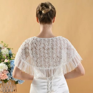 Châle de mariée D1359 en dentelle patchwork <span class=keywords><strong>rose</strong></span> avec décoration - Product Image 2