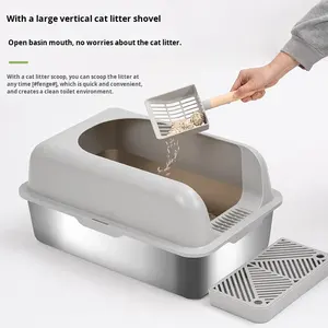 <span class=keywords><strong>Bac</strong></span> <span class=keywords><strong>à</strong></span> litière pour chat Chongai en acier inoxydable et <span class=keywords><strong>plastique</strong></span>, écologique, avec un design anti-déversement, 60x40x40cm, grande capacité, facile <span class=keywords><strong>à</strong></span> nettoyer - Product Image 3