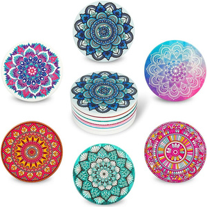 Wholesale Custom Printed Promotional Ceramic Coaster Absorbent Round Square Sublimation Classic Style for Drinks