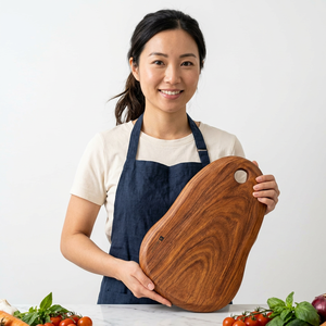 Tabla de cortar rectangular de madera con mango para cocina - Product Image 1