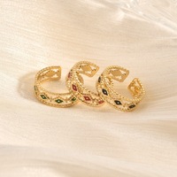 Bague ouverte pour femme en acier inoxydable, style Europe-Amérique, motif chevrons, effet goutte d'huile, plaqué or 18 carats, style influenceur, pour anniversaire