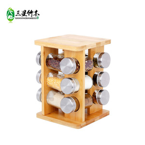 Bamboo <b>rotating</b> <b>spice</b> <b>rack</b> for countertops, <b>spice</b> turntable for cabinet corners, condiment storage <b>rack</b>, <b>spice</b> display <b>rack</b> - Product Image 1