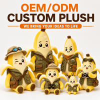 Peluche mascotte banane personnalisée ODM, commande en gros, peluche personnalisée avec logo, jouet en peluche doux, vente en gros, cadeau promotionnel