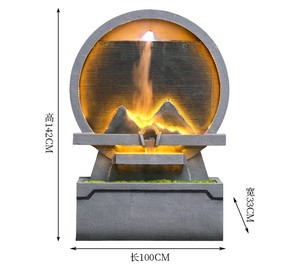 น้ำพุไฟเบอร์กลาสเรียบง่ายพร้อมภูเขาเทียม ทิวทัศน์มงคลสำหรับตกแต่งภายนอกและภายในตามหลักฮวงจุ้ย - Product Image 5