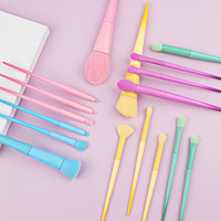 Ensemble de 17 pinceaux de maquillage professionnels multicolores à manche en plastique et fibres synthétiques pour artistes maquilleurs - Utilisation visage