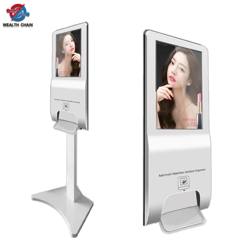 Dispenser of gel stand for public tradshow lcd display automatic hand sanitizer advertising kiosks