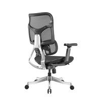 Chaise de bureau ergonomique à dossier en maille ouverte, soutien lombaire dynamique, accoudoirs 5D en PU, hauteur réglable, base coulissante pour le bureau