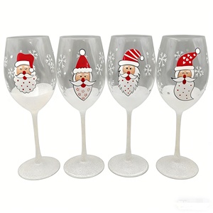 <span class=keywords><strong>Calice</strong></span> da <span class=keywords><strong>Vino</strong></span> <span class=keywords><strong>Rosso</strong></span> SNW con Design Natalizio Disegnato a Mano, Elegante Bicchiere per Decorazione Natalizia - Product Image 4