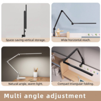Lampe de table contemporaine à alimentation secteur avec base métallique, commande tactile, lumière et couleur réglables, lampe de bureau pour étudiant et lecture