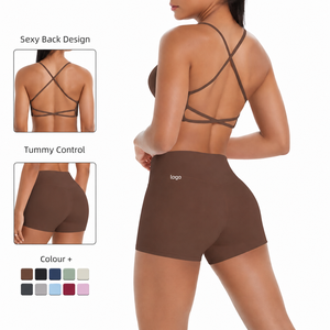 Leggings de yoga pour femmes en nylon et élasthanne, taille haute, anti-transparence, effet push-up, séchage rapide, avec soutien-gorge de sport, pour la gym, le yoga, la course et le fitness - Product Image 1