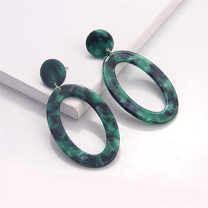 Boucles d'oreilles ovales géométriques en acétate, <span class=keywords><strong>bijoux</strong></span> pendantes colorés en résine acrylique pour femmes, idéales pour les fêtes et mariages - Product Image 4