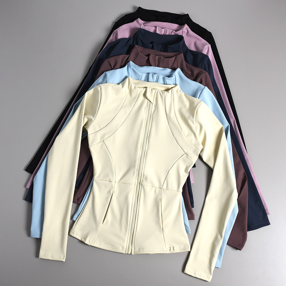 Women Yoga Jacket Zip up Slim Fit Long Sleeve Workout Top Running Gym Fitness Training Outerwear Quick Dry Sportswear Clothing