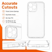 Casing TPU Anti-Shock Transparan untuk 15 14 13 Pro Max Anti-Kuning Perlindungan 360 Slim Fit