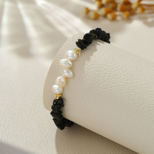 Pulsera de Oro con Perlas Naturales de Agua Dulce Irregulares de Tres-Siete Agujeros, Cristal y <span class=keywords><strong>Jade</strong></span>, Estilo Barroco, Joyería Versátil al por Mayor - Product Image 4
