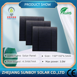 لوح شمسي أحادي البلورة من SUNBOY <span class=keywords><strong>SOLAR</strong></span> مقاس 150*150 مم، كفاءة 20%، 3.0 واط، 4.5 فولت، لشحن البطاريات، معتمد CE وROHS، 9 خلايا - Product Image 2