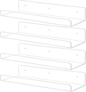 Acrylic Shelves for Wall Storage 15" Floating Bookshelves for Kids Display Shelf Organizer for Bathroom Bedroom - Product Image 1