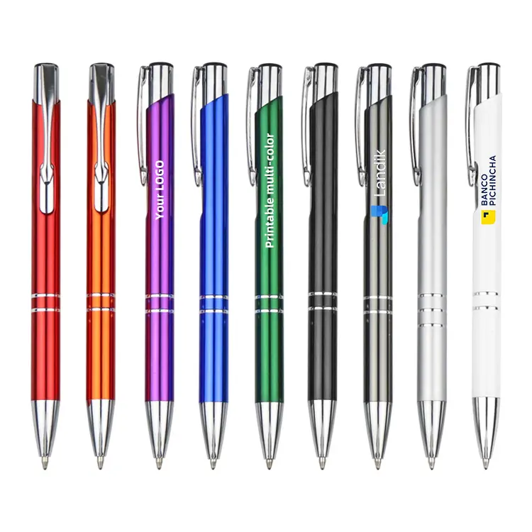 Penna a sfera promozionale personalizzata in metallo da 1.0mm di vendita calda BKS con logo personalizzato