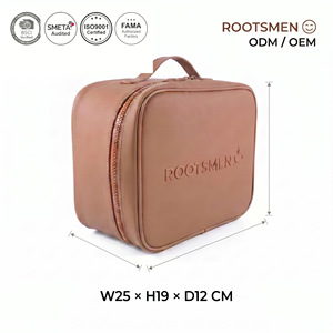 Rootsmen PVC Embossed Label Zipper Water Resistant Hanging Large Capacity Travel Fashion Cosmetic Bag H19xW25xD12cm - Product Image 1