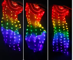 Nuevo Abanico de Seda LED para Danza del Vientre, <span class=keywords><strong>Accesorios</strong></span> de Actuación Coloridos para Escenario, Abanicos de Seda LED con Luz de Arcoíris - Product Image 4