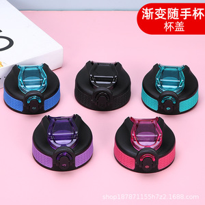 Plastic Pop Up Cup Lid 1000ml Reusable Sealing Lid For Water Bottle Gradient Color Frosted Large Capacity - Product Image 2