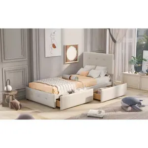 Luxury Single Velvet Bed Of Drawers With Hight Quality Modern Design
