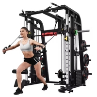 Équipement de gymnastique à usage domestique Cage d'alimentation tout-en-un Câble croisé Entraîneur multifonctionnel Rack d'alimentation Smith Squat Machine