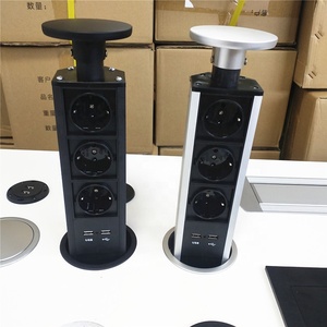 Presa Elettrica a Scomparsa Nascosta nel Piano di Lavoro della <span class=keywords><strong>Cucina</strong></span>, Nera e Argento, con 3 Prese AC EU e 2 Porte USB per Ricarica - Product Image 5