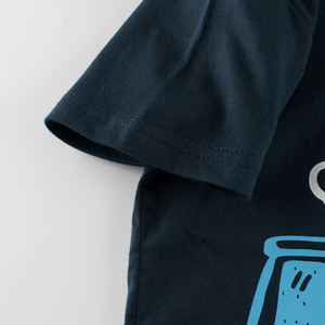 Camiseta de manga corta de verano para niños, camisetas de algodón 100% para niños, camiseta azul oscuro con dibujos animados para niños - Product Image 5