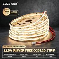 Barre lumineuse LED sans pilote Cob 220V, bande lumineuse linéaire flexible longue pour plafond domestique 110V, certifiée IP20 ROHS, sans PVC