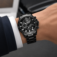 Montres pour hommes en acier inoxydable personnalisables, supportées par l'usine, petites séries OEM/ODM, logo, mouvement à quartz, cadran à aiguilles 44 mm