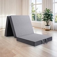 Matelas en mousse à mémoire de forme pliable à trois volets - Housse amovible écologique - Tissu lavable - Fond antidérapant - Pour les voyages, le camping et la maison