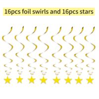Décorations en spirale suspendues étoiles scintillantes dorées, décorations de plafond en feuille d'aluminium pour anniversaire, 32 pièces pour baby shower, mariage, fête