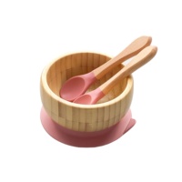 Ensemble de couverts en bois et bambou écologique personnalisé vaisselle pour les enfants mangeant une assiette et un bol en bois pour bébé