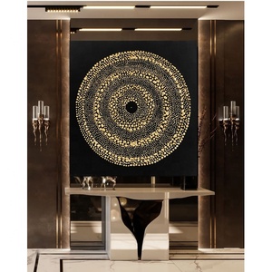 Lujosa Pintura Artística en Lienzo <span class=keywords><strong>con</strong></span> Mandala de Puntos 3D, Pintura al Óleo <span class=keywords><strong>con</strong></span> Lámina Dorada Pintada a Mano, Decoración de Pared Moderna <span class=keywords><strong>con</strong></span> Círculos Concéntricos Abstractos - Product Image 2