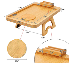 Vente flash : Support rotatif pliable FSC <span class=keywords><strong>pour</strong></span> téléphone, tablette, porte-gobelet antidérapant, table basse <span class=keywords><strong>pour</strong></span> canapé, <span class=keywords><strong>sous</strong></span>-<span class=keywords><strong>verre</strong></span> <span class=keywords><strong>pour</strong></span> boissons et nourriture, table d'accoudoir en bois, plateau d'accoudoir en bambou - Product Image 4