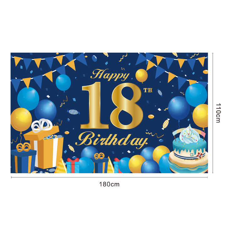 Decorazione Compleanno Oro E Nero - Striscione 110x180 Cm, Sfondo Fotografico, Riutilizzabile - Foto 5