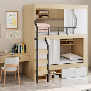 Кровать из массива дерева, двухъярусная кровать для молодежного общежития, двухэтажная, высокая, низкая, квартира, полная кровать для спальни, отеля, больницы - Product Image 3