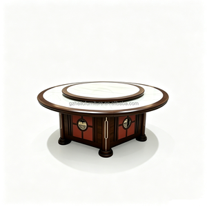 Table à manger ronde en bois et pierre, électrique, rotative, moderne et luxueuse, avec <span class=keywords><strong>plaque</strong></span> à <span class=keywords><strong>induction</strong></span>, durable, 10 places, <span class=keywords><strong>pour</strong></span> la maison et l'hôtel - Product Image 5